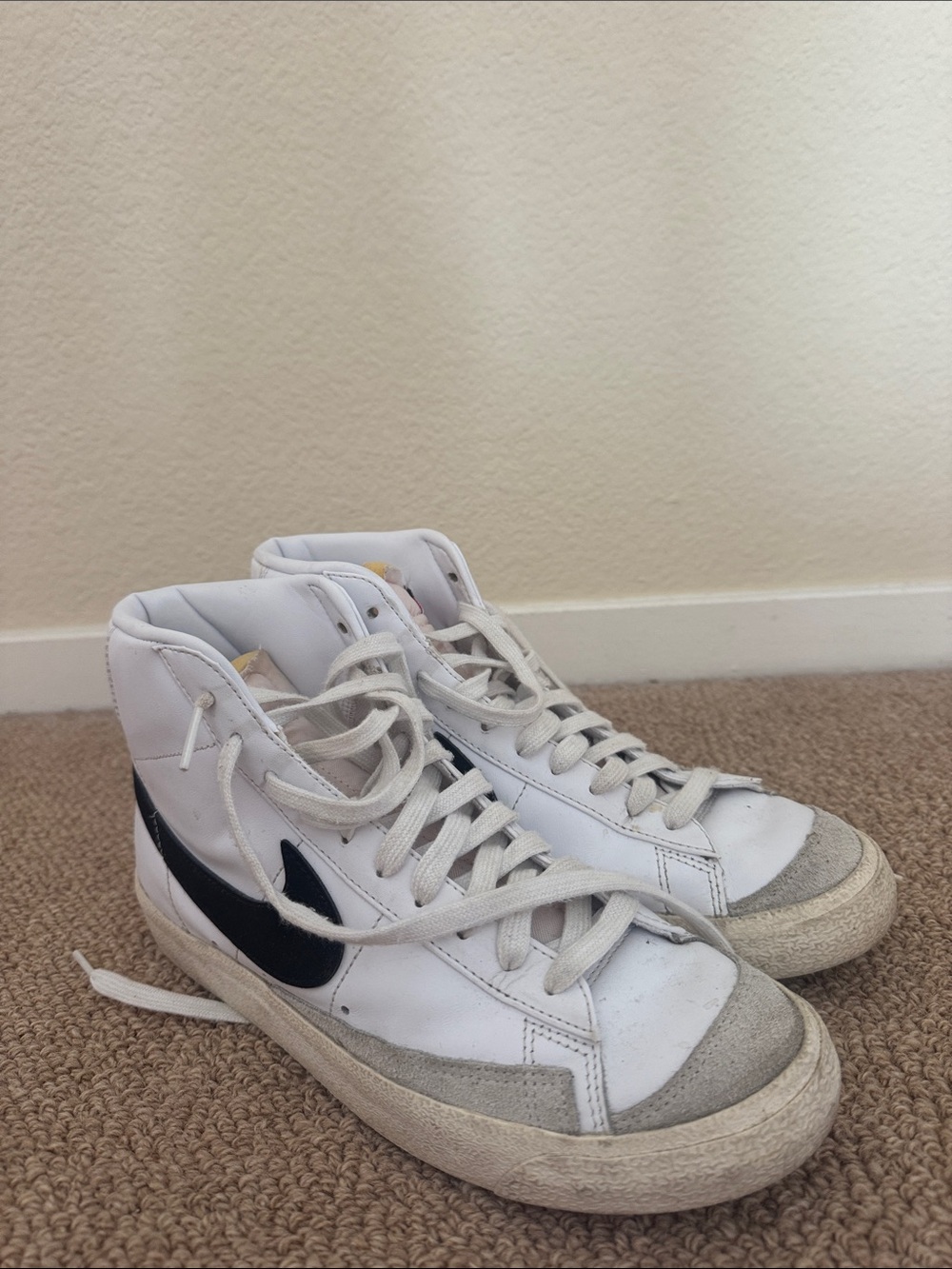 Nike White and Black High-Top Sneakers